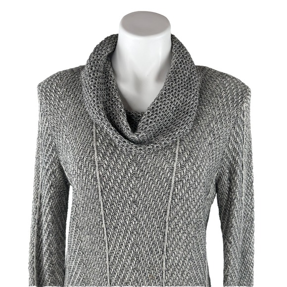 Eight Eight Eight Gray Cowl Neck Sweater 100% Cotton Curved Hem Womens Large - Picture 3 of 10